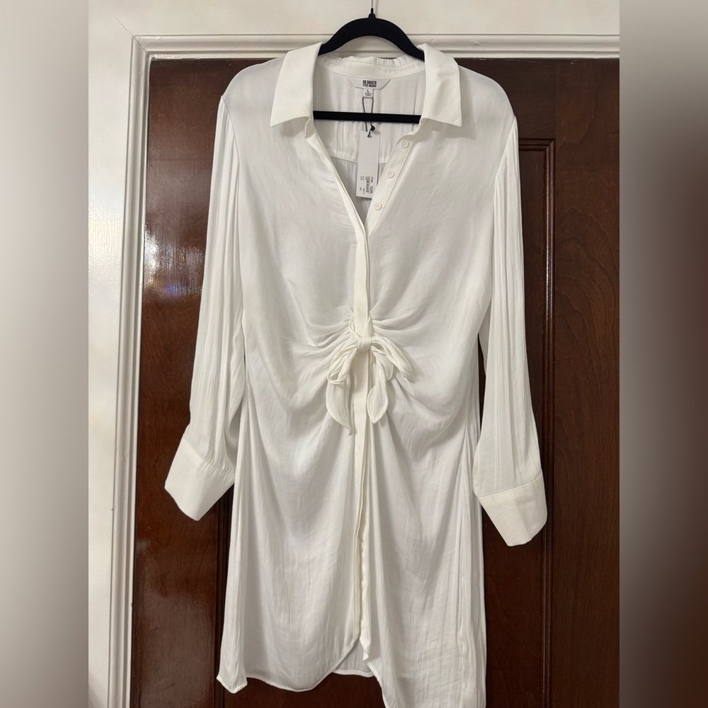 BB Dakota by Steve Madden White Ruched Mini Dress